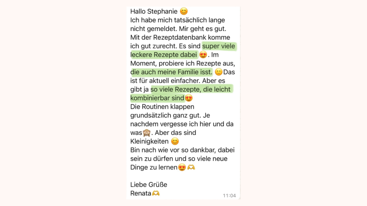 Nachricht von Renata während des Schilddrüsen-Coachings