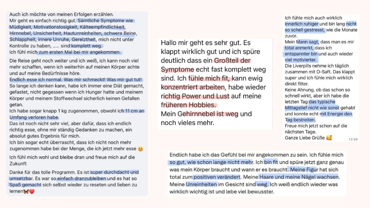 Nachrichten von Carolin während des Schilddrüsen-Coachings