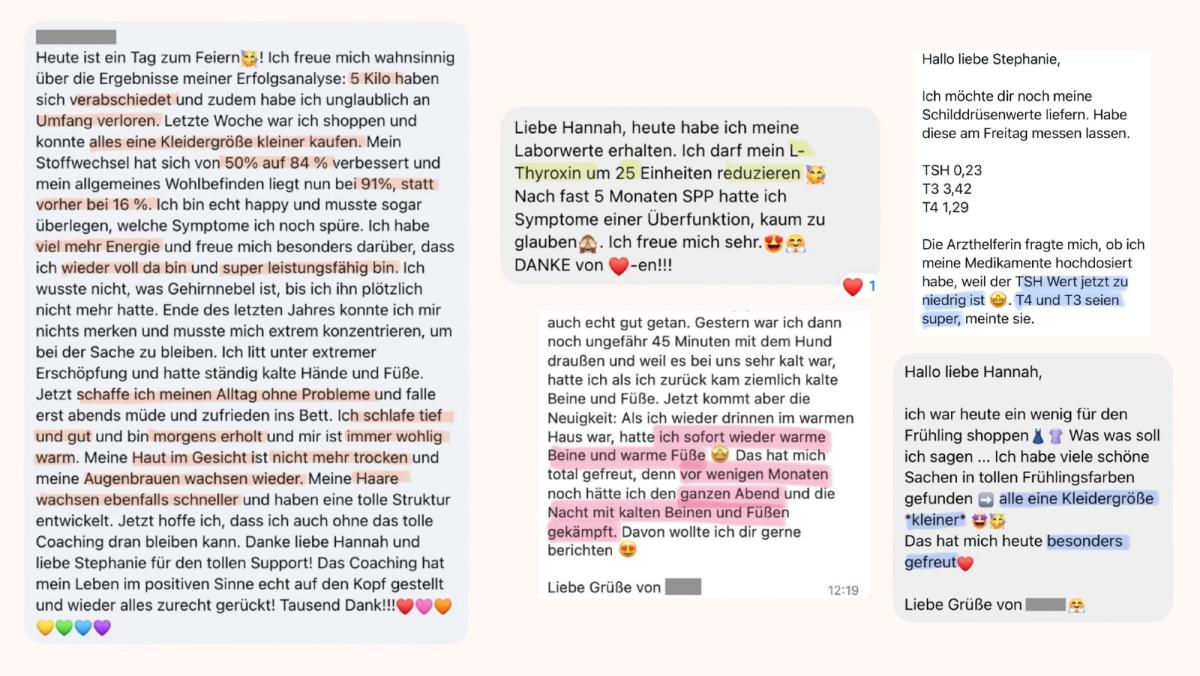 Nachrichten von Anne während des Schilddrüsen-Coachings