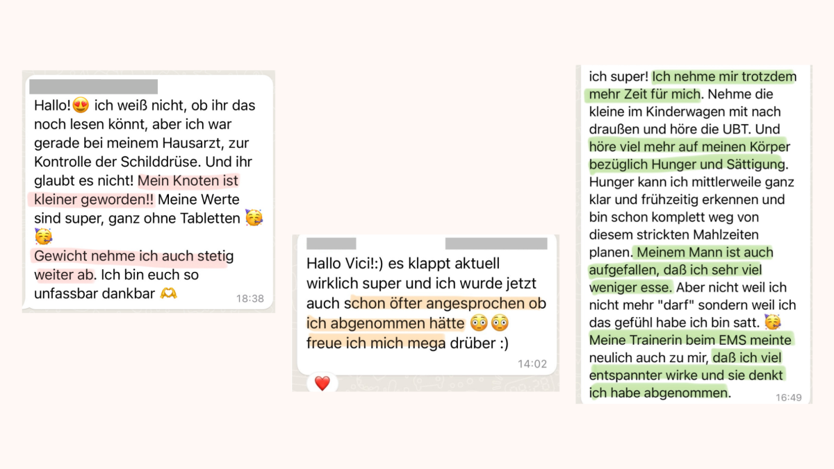 Nachrichten von Franziska während des Schilddrüsen-Coachings