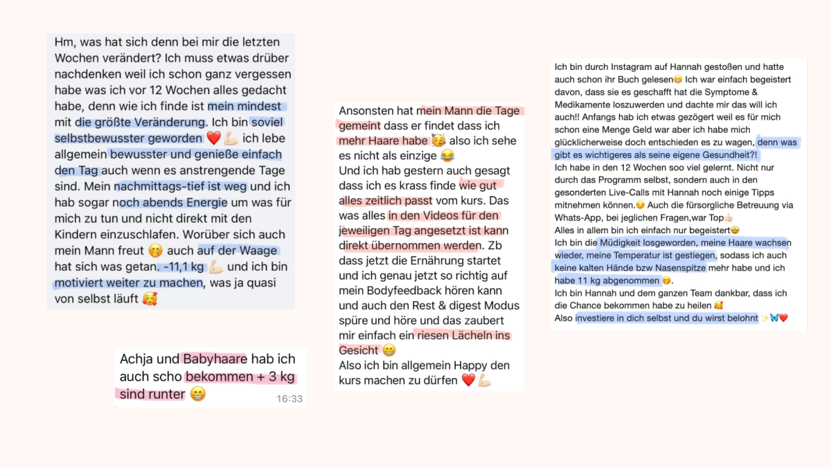 Nachrichten von Erika während des Schilddrüsen-Coachings