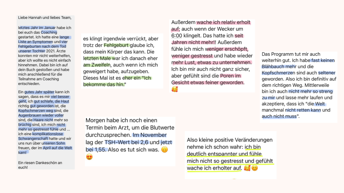 Nachrichten von Steffi während des Schilddrüsen-Coachings