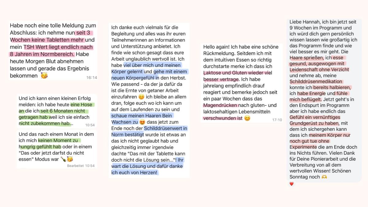 Nachrichten von Kathi während des Schilddrüsen-Coachings&nbsp;