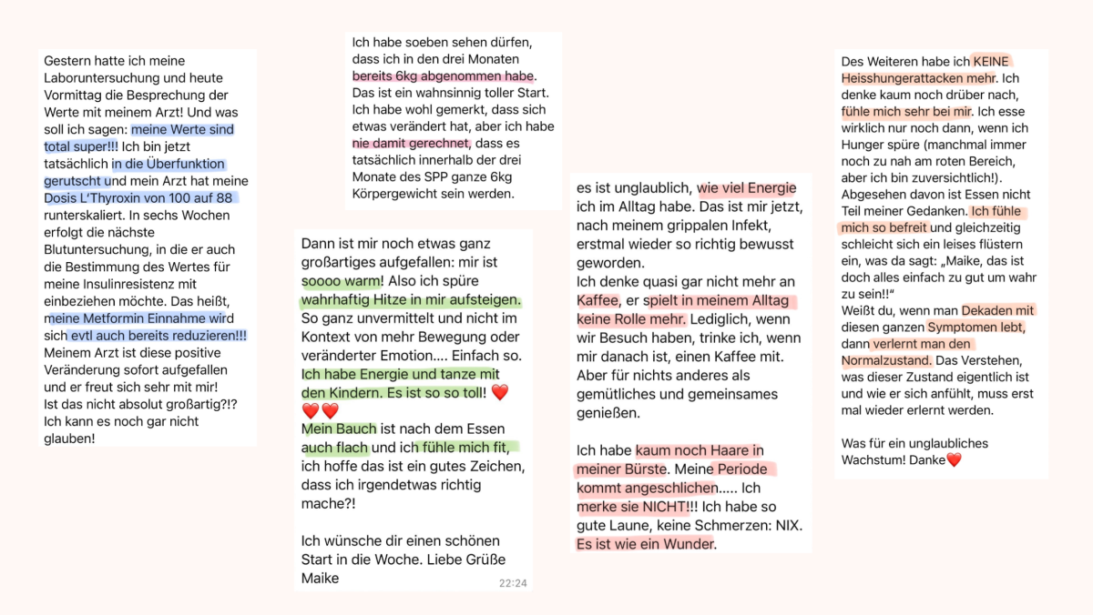 Nachrichten von Maike während des Schilddrüsen-Coachings