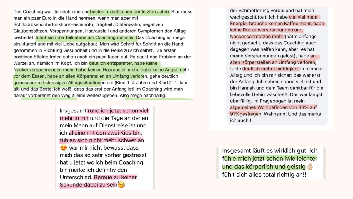 Nachrichten von Marina während des Schilddrüsen-Coachings&nbsp;