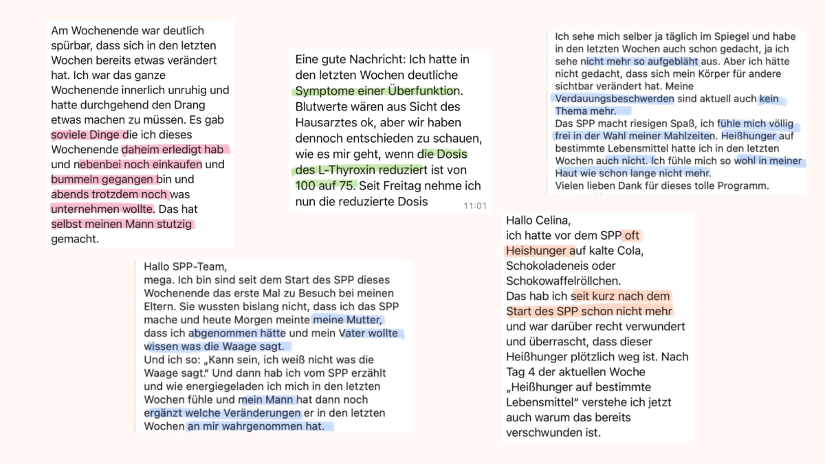 Nachrichten von Claudia während des Schilddrüsen-Coachings