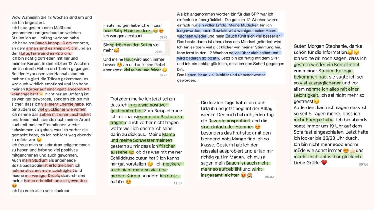 Nachrichten von Hannah während des Schilddrüsen-Coachings