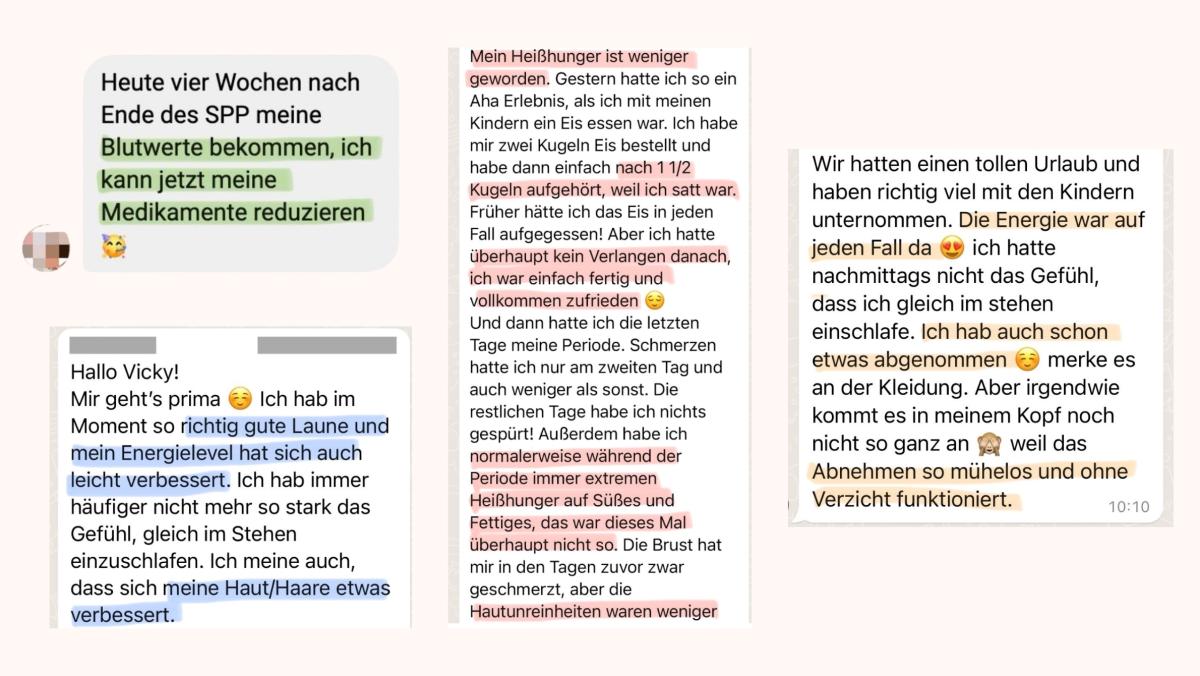 Nachrichten von Theresa während des Schilddrüsen-Coachings