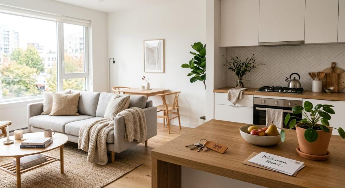 Modern eingerichteter Wohnraum für Fachkräfte mit gemütlicher Atmosphäre.