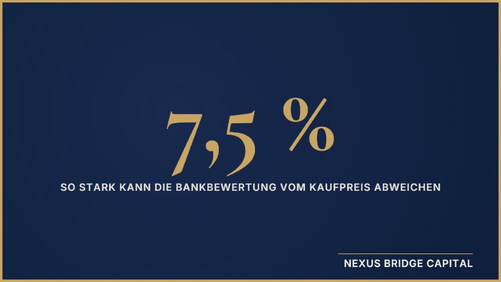 Die Grafik zeigt, dass die Bankbewertung 7,5 % vom Kaufpreis abweichen kann.