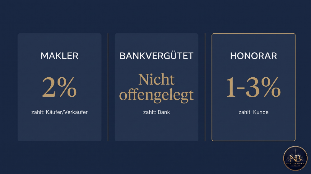 Vergütung von Finanzierungsberatern in Dubai: Makler, bankvergütete Provisionen und Honorare.