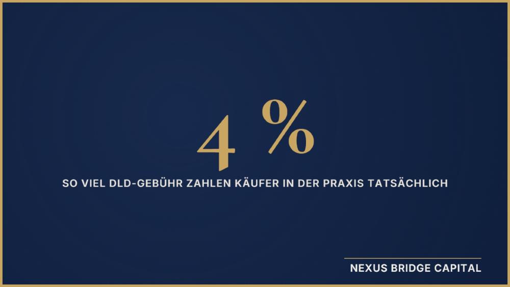 Grafik zur DLD-Gebühr Dubai 2026, die zeigt, dass Käufer tatsächlich 4 % zahlen.