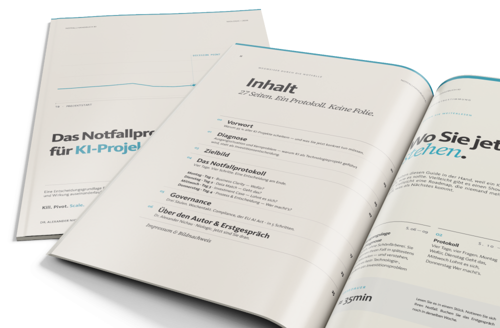 Kill, Pivot oder Scale für ihr KI-Projekt -
Das 4-Tage-Protokoll, mit dem Geschäftsführer und Bereichsleiter im Mittelstand die Zukunft des KI-Projekt entscheiden.