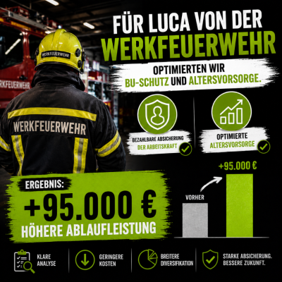 Werkfeuerwehrmann erhält bezahlbare BU und +95.000 € mehr Altersvorsorge