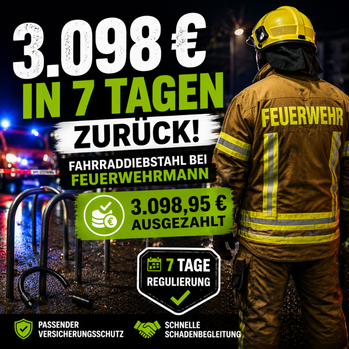 In 7 Tagen zum Neuwert: Feuerwehrmann erhält 3.098,95 € für Fahrrad Bike