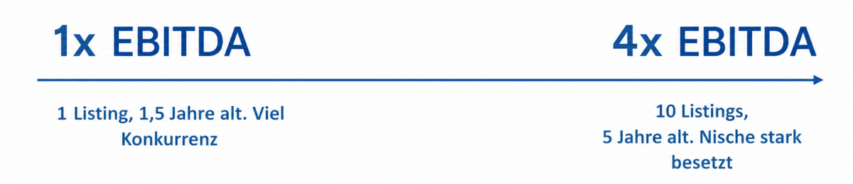 Diagramm zur Bewertung von Amazon FBA Firmenwert mit EBITDA-Faktoren.