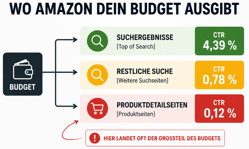 Grafik zur Amazon PPC Strategie und wie Budget verteilt wird.