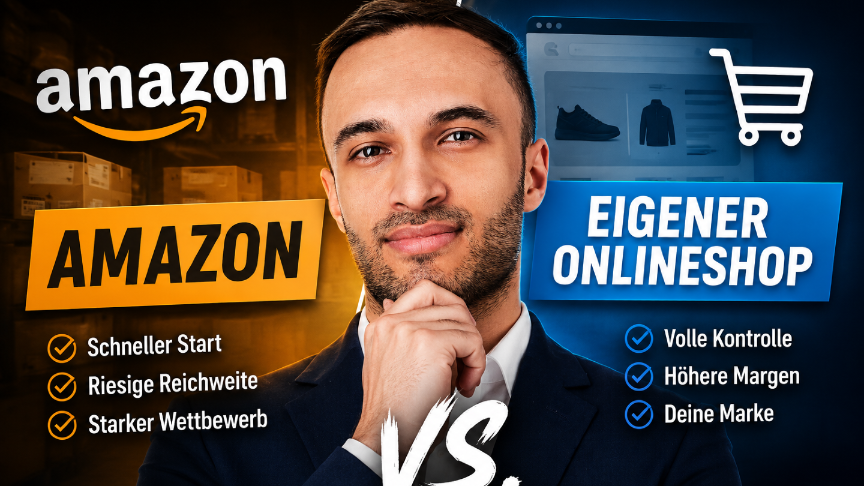 Grafische Darstellung des Vergleichs zwischen Amazon und einem eigenen Onlineshop.