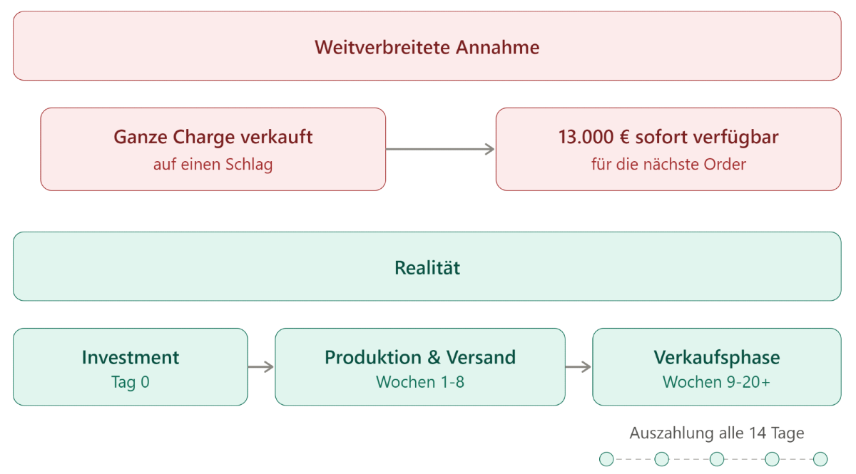 Diagramm zu den Fehlern bei Helium 10: Annahme vs. Realität im Verkaufsprozess.