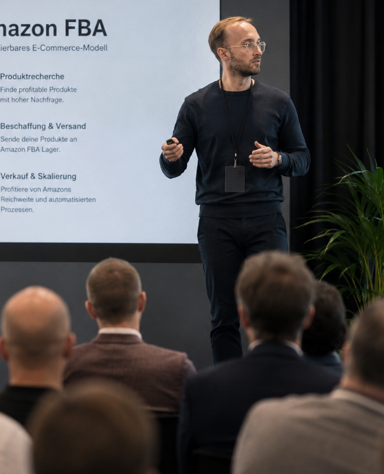 Präsentation über Amazon A+ Content in einem E-Commerce-Workshop.