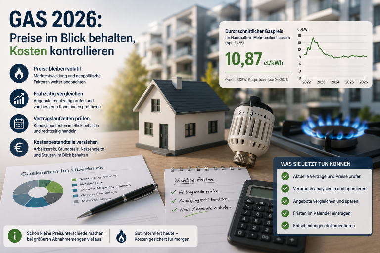 Der durchschnittliche Gaspreis lag bei 10,87 Ct / kWh