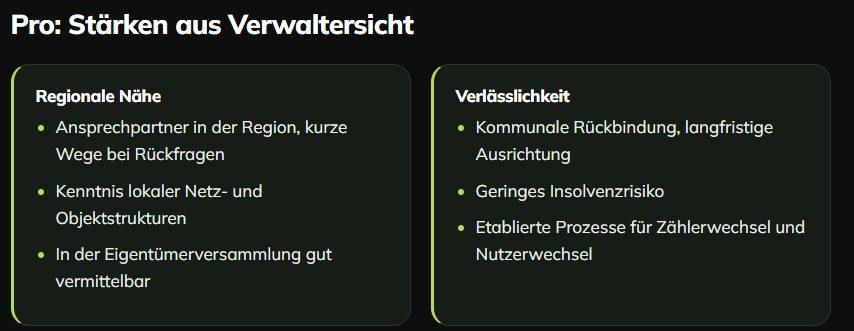 Stärken aus Verwaltersicht für DEW21 Hausverwaltungen, regionale Nähe und Verlässlichkeit.
