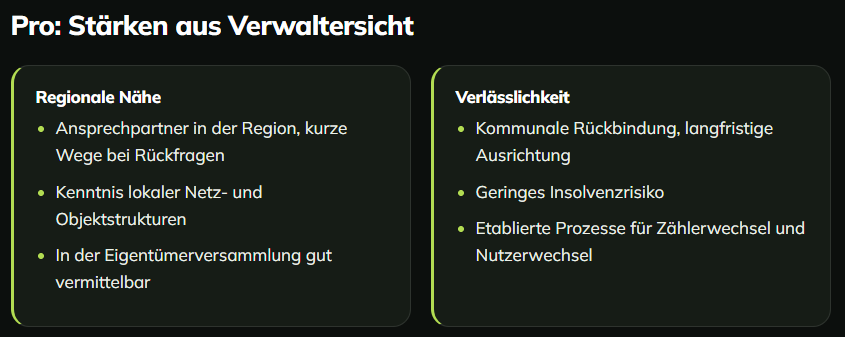 Stärken von SWK Energie aus Verwaltersicht: regionale Nähe und Verlässlichkeit.