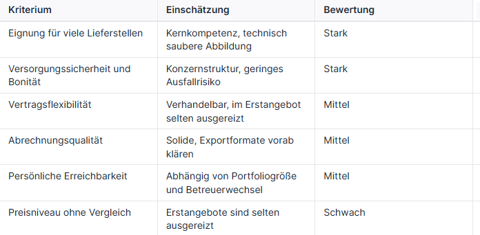 Bewertungskriterien für EnBW-Angebote in der Hausverwaltung
