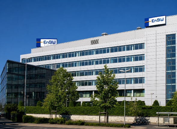 Ansicht des EnBW-Gebäudes, relevant für Hausverwaltungen.