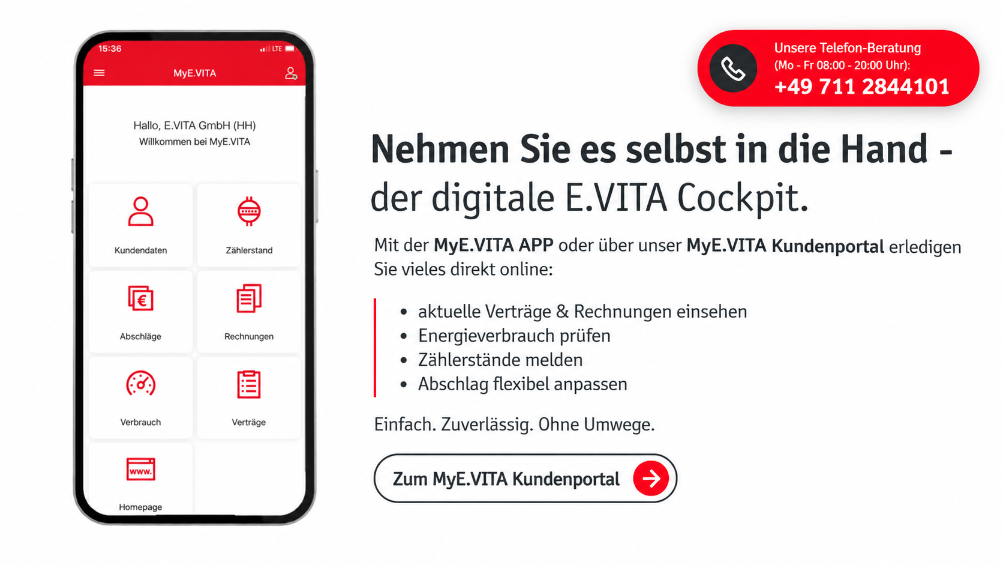 E.VITA Cockpit auf einem Smartphone zur Verwaltung von Verträgen.