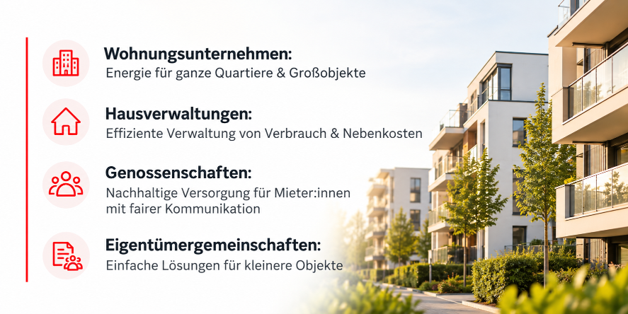 Grafik zu Hausverwaltung EVITA mit Energie für Wohnungsunternehmen und Lösungen für Eigentümer.