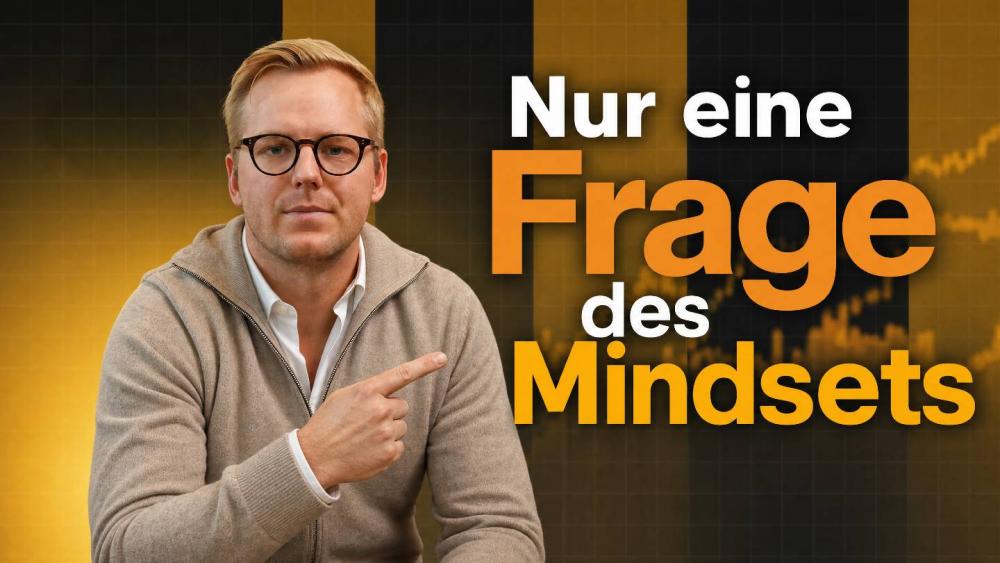 Eine Person zeigt auf den Spruch 'Nur eine Frage des Mindsets'.