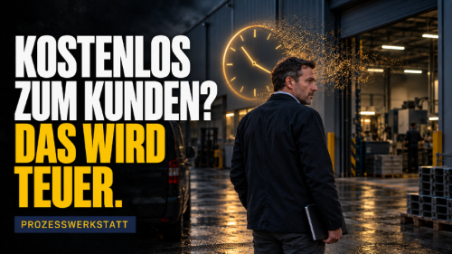 Ein Berater steht nach einem Kundentermin vor einer Produktionshalle