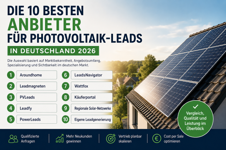 Die 10 besten Anbieter für Photovoltaik-Leads