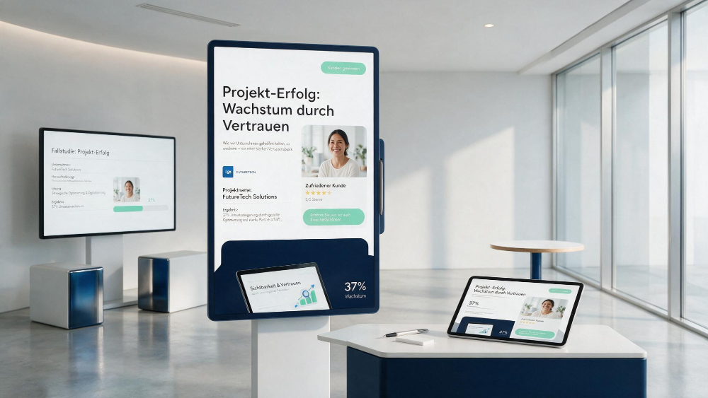 Moderne Präsentation zum Thema nachweisbare Ergebnisse und Projekt-Erfolg.