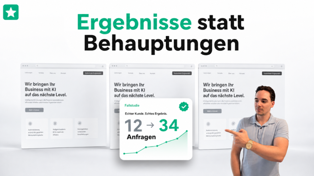 Grafik zeigt Ergebnisse statt Behauptungen mit Steigerung bei Anfragen.