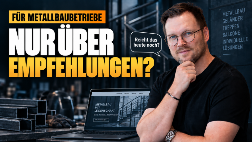Mann denkt nach, ob Metallbaubetriebe nur über Empfehlungen erfolgreich sein können.
