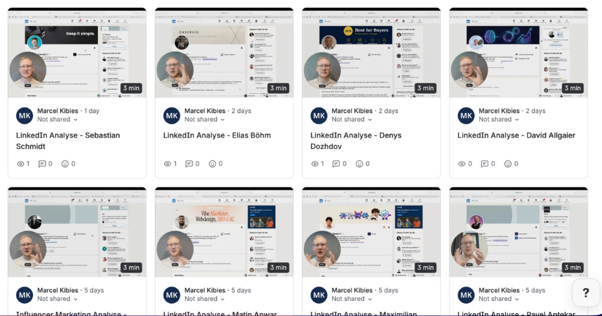 Verschiedene LinkedIn-Profile zur Verbesserung des Sales-Funnels für Agenturen.