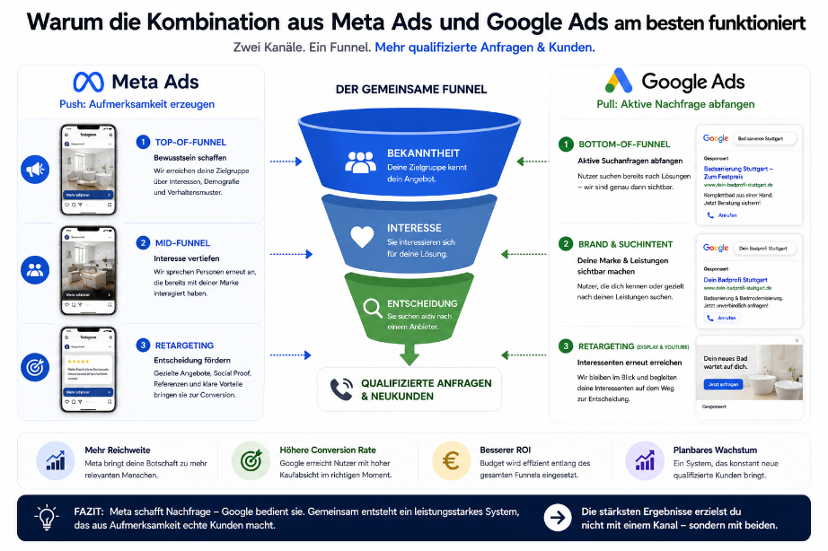 Warum die Kombination aus Meta Ads und Google Ads am besten funktioniert