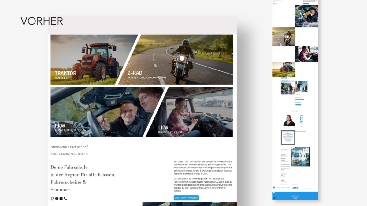 Alte Webseite Fahrschule Fahrwerk