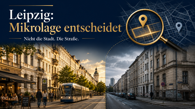 Abb. zeigt die Mikrolage in Leipzig, wo Straßen entscheidend sind.