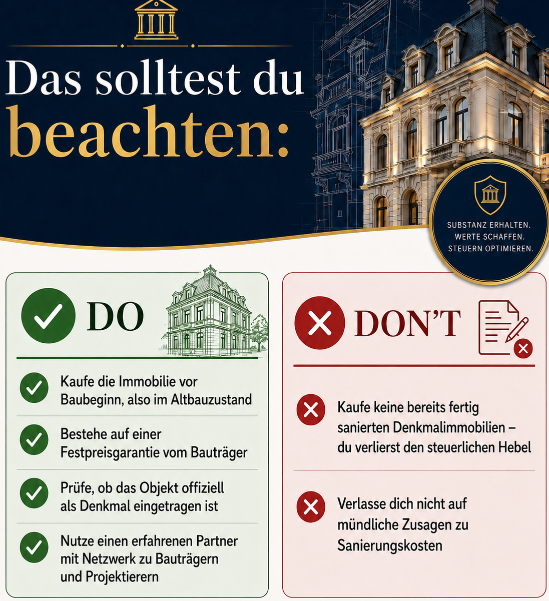 Nicht jede Denkmalimmobilie eignet sich als Investment – informiere dich daher vorher gründlich oder setze direkt auf einen erfahrenen Berater.