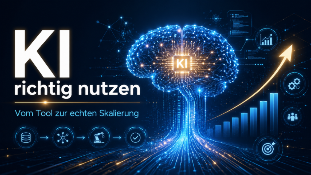 Grafik zeigt, wie man KI als Betriebssystem richtig nutzt für echte Skalierung.