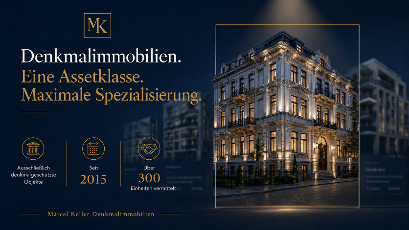 Denkmalimmobilien spezialisierter Anbieter mit historischem Gebäude.