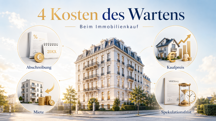 Grafik zeigt die 4 Kosten des Wartens beim Immobilienkauf.