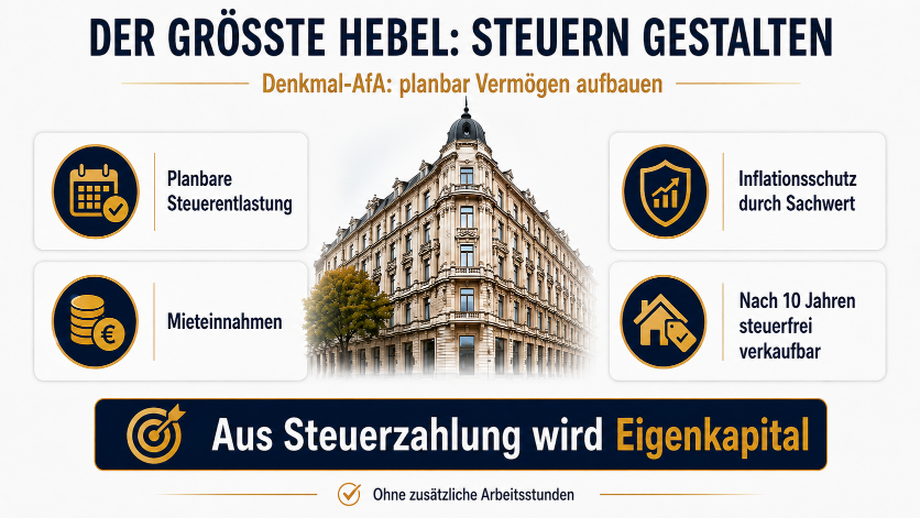 Denkmal-AfA: planbare Steuern für Vermögen aufbauen.