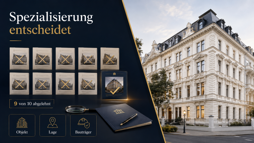 Denkmalimmobilien mit Fokus auf Objekt, Lage und Bauträger.