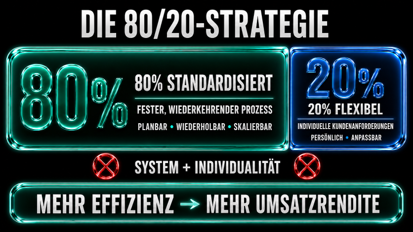Grafik zur 80/20-Strategie im Fulfillment für mehr Effizienz und Umsatzrendite.