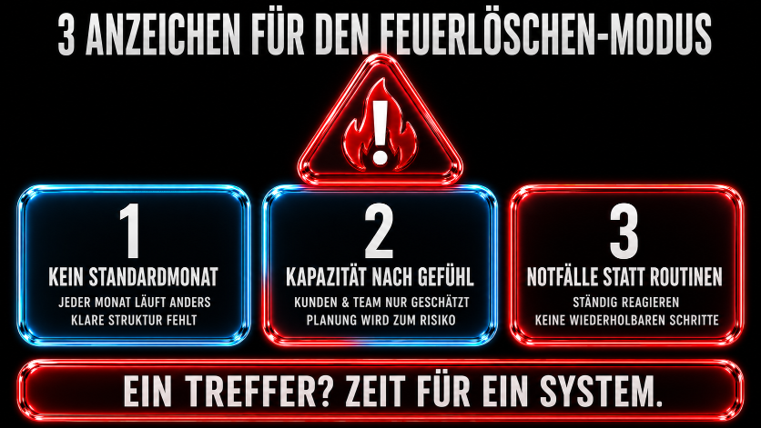 Drei Anzeichen für den Feuerlöschen-Modus in einer Agentur.