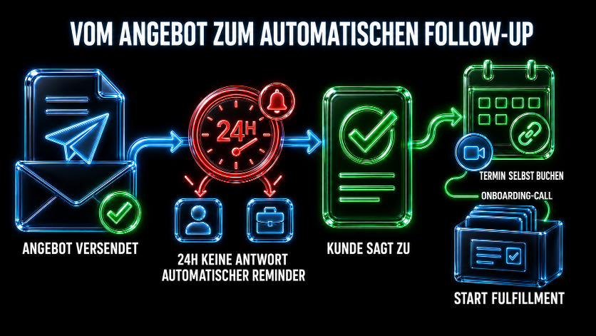 Grafik zur Veranschaulichung eines automatisierten Follow-up Prozesses.